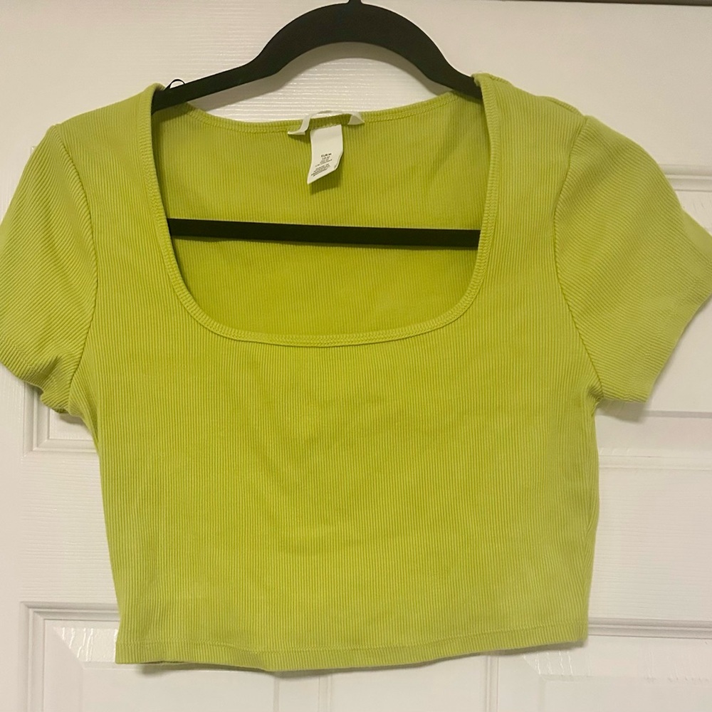H&M Bright Green Ribbed Crop Top